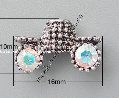 Barra separadora de diamantes de imitación, con aleación de zinc, Coche, chapado, 2-sarta, más colores para la opción, 16x10x5mm, agujero:aproximado 1.5mm, Vendido por UD