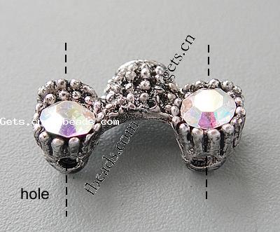 Rhinestone Spacer Bar, with Zinc Alloy, Car, plated, 2-strand, more colors for choice, 16x10x5mm, Hole:Approx 1.5mm, Sold By PC