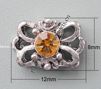 Barra separadora de diamantes de imitación, con aleación de zinc, Rectángular, chapado, 2-sarta, más colores para la opción, 12x8x4mm, agujero:aproximado 1.5mm, Vendido por UD