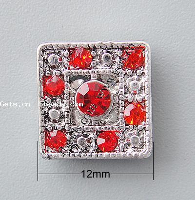 Rhinestone Spacer Bar, with Zinc Alloy, Squaredelle, plated, 2-strand, more colors for choice, 12x12x4mm, Hole:Approx 1.5mm, Sold By PC