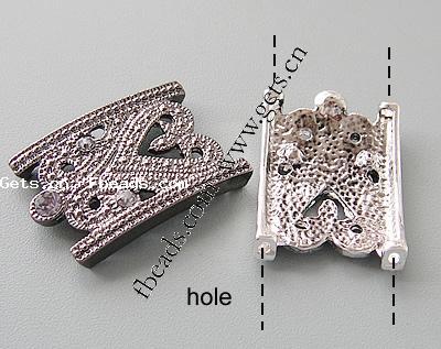 Rhinestone Spacer Bar, with Zinc Alloy, Rectangle, plated, 2-strand, more colors for choice, 26x18x3mm, Hole:Approx 1.5mm, Sold By PC