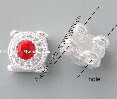 Rhinestone Zinc Alloy Connector, Flat Round, plated, with rhinestone, more colors for choice, 8x8x6mm, Hole:Approx 1.5mm, Sold By PC