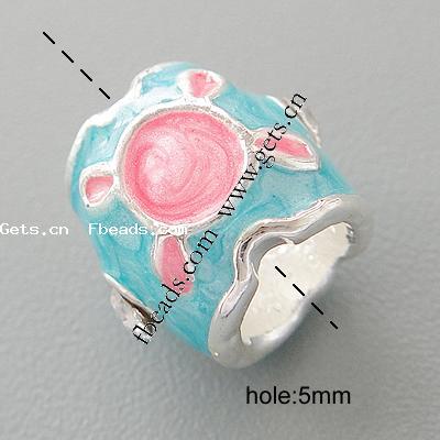 Enamel Zinc Alloy European Beads, Drum, plated, without troll & with rhinestone & large hole, more colors for choice, nickel, lead & cadmium free, 9x9mm, Hole:Approx 5mm, Sold By PC