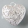 Sterling Silver Heart Pendants, 925 Sterling Silver, plated, hollow Approx 1.5mm 