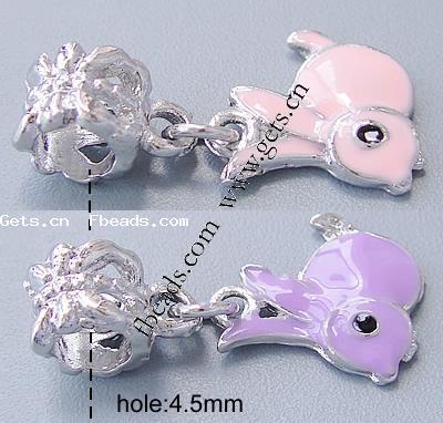 Zinc Alloy European Pendants, Rabbit, plated, without troll & enamel, more colors for choice, nickel, lead & cadmium free, 14x13x2mm, Hole:Approx 4.5mm, Sold By PC