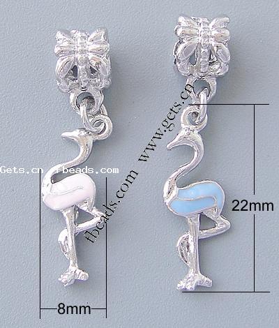 Zinc Alloy European Pendants, Crane, plated, without troll & enamel, more colors for choice, nickel, lead & cadmium free, 22x8x2mm, Hole:Approx 4.5mm, Sold By PC