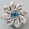 Rhinestone Zinc Alloy European Beads, Flower, plated, without troll & with rhinestone nickel, lead & cadmium free Approx 4.2-4.5mm 