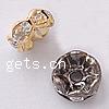 Wave Rondelle Rhinestone Spacer, Brass, Flat Round, plated, with Mideast rhinestone Grade AAA, 8mm Approx 2mm 