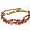 Freshwater Pearl Necklace, with Red Agate & Shell, iron lobster clasp , 7-8mm;6-10mm .5 Inch 