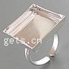 Brass Bezel Ring Base, Square, plated, open Inner Approx 16mm, US Ring [