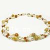 Freshwater Pearl Necklace, with Natural Prehnite & Agate, single-strand, multi-colored, 7-8mm;10mm Inch 