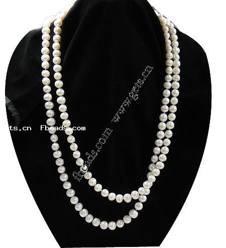 Natural Freshwater Pearl Long Necklace, Potato, different size for choice, white, Length:57.4 Inch, Sold By Strand