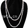 Natural Freshwater Pearl Long Necklace, Potato, wrap necklace, white, 7-8mm Inch 