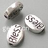 Sterling Silver Message Beads, 925 Sterling Silver, Flat Oval, word bless, plated Approx 1.2-1.5mm 