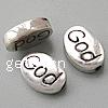 Sterling Silver Message Beads, 925 Sterling Silver, Flat Oval, word God, plated Approx 1.2-1.5mm 