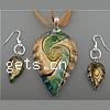 Lampwork Jewelry Sets, earring & necklace, brass lobster clasp, brass earring hook  Inch 