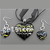 Lampwork Jewelry Sets, earring & necklace, brass lobster clasp, brass earring hook, Heart  Inch 