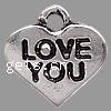 Zinc Alloy Heart Pendants, word love, plated, with letter pattern nickel, lead & cadmium free Approx 1mm 