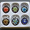 Inner Flower Lampwork Pendants, with Plastic Box, Flat Round, gold sand, mixed colors Approx 8mm 