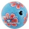 Round Polymer Clay Beads, with flower pattern, 12mm Approx 2mm 