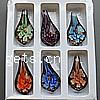 Inner Flower Lampwork Pendants, with Plastic Box, mixed & gold sand Approx 9mm 