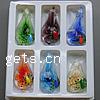 Inner Flower Lampwork Pendants, with Plastic Box, Teardrop, mixed colors Approx 9.5mm 