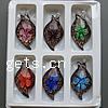 Inner Flower Lampwork Pendants, with Plastic Box, Leaf, gold sand, mixed colors Approx 6mm 