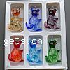 Inner Flower Lampwork Pendants, with Plastic Box, Bear, mixed colors Approx 6mm 