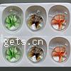 Inner Flower Lampwork Pendants, with Plastic Box, Flat Round, mixed colors Approx 8mm 