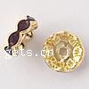 Wave Rondelle Rhinestone Spacer, Brass, plated, with rhinestone 12mm Approx 2mm 