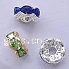Wave Rondelle Rhinestone Spacer, Brass, plated, with rhinestone Grade A, 10mm Approx 2mm 