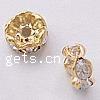 Wave Rondelle Rhinestone Spacer, Brass, plated, with rhinestone Grade AAA, 12mm Approx 1.5mm 