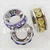 Rondelle Rhinestone Spacer, with Brass, Flat Round, plated Approx 6.5mm 