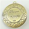 Brass Locket Pendants, Flat Round, plated, with letter pattern Approx 2.2mm, Inner Approx 24mm 