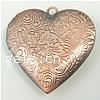 Brass Locket Pendants, Heart, plated, with flower pattern Approx 2mm, Inner Approx 
