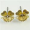 Brass Earring Stud Component, stainless steel post pin, Flower, plated Inner Approx 5mm 