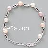Pearl Sterling Silver Bracelets, Freshwater Pearl, with 925 Sterling Silver, platinum plated  Inch 