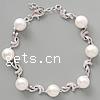 Pearl Sterling Silver Bracelets, Freshwater Pearl, with 925 Sterling Silver, platinum plated, 9mm Inch 
