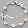 Pearl Sterling Silver Bracelets, Freshwater Pearl, with 925 Sterling Silver, platinum plated  Inch 