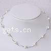 Sterling Silver Pearl Necklace, Freshwater Pearl, with 925 Sterling Silver, platinum plated, single-strand  Inch 