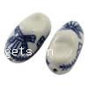 Blaue und weiße Porzellan Perlen, Schuhe, Handzeichnung, weiß, 16x7mm, Bohrung:ca. 2mm, 200PCs/Tasche, verkauft von Tasche