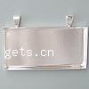 Brass Pendant Cabochon Setting, Rectangle, real silver plated, double-hole Approx 4mm, Inner Approx 