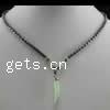 Magnetic Necklace, Non Magnetic Hematite, with Cats Eye & Plastic, Horn 3-6mm Inch 