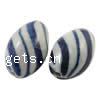 Perles en céramique bleu et blanc 
, porcelaine, ovale, dessiné à la main Environ 2mm Vendu par sac