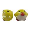 Animal Porcelain Beads, hand drawing, yellow Approx 2mm 
