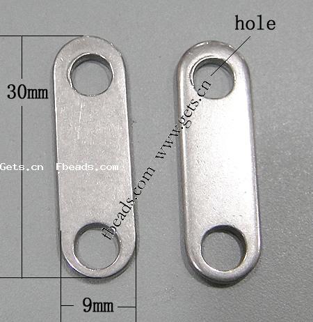 Stainless Steel Connector Bar, Oval, Customized, 30x9x1.8mm, Hole:Approx 5mm, 2000PCs/Bag, Sold By Bag