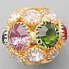 Ball Rhinestone Spacer, Brass, Drum, plated, with rhinestone & hollow Approx 5.5mm 