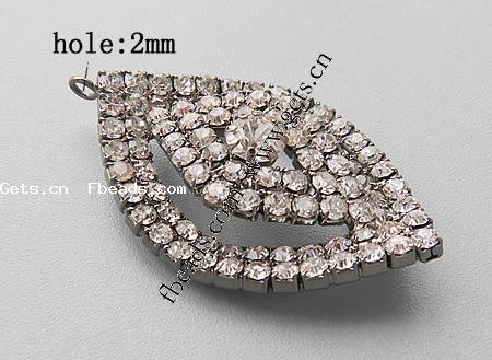 Rhinestone Brass Pendants, Horse Eye, plated, with rhinestone, more colors for choice, 39x25x10mm, Hole:Approx 2mm, Sold By PC