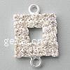 Rhinestone Brass Connector, Square, plated, with rhinestone & 1/1 loop Approx 2mm 
