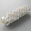 Large Hole Brass Beads, Tube, plated, with rhinestone Approx 5.5mm 